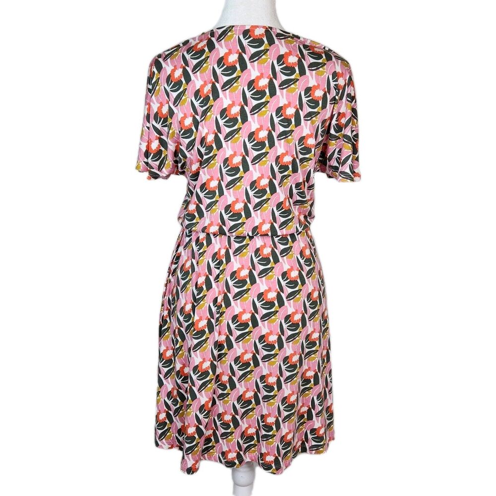 Boden Pink Pop Art Abstract Floral Flutter Sleeve Jersey Mini Dress 4P Coquette - Picture 7 of 14